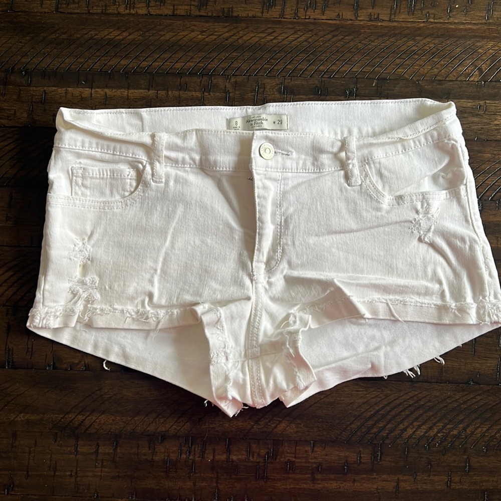 Abercrombie & Fitch white jean shorts